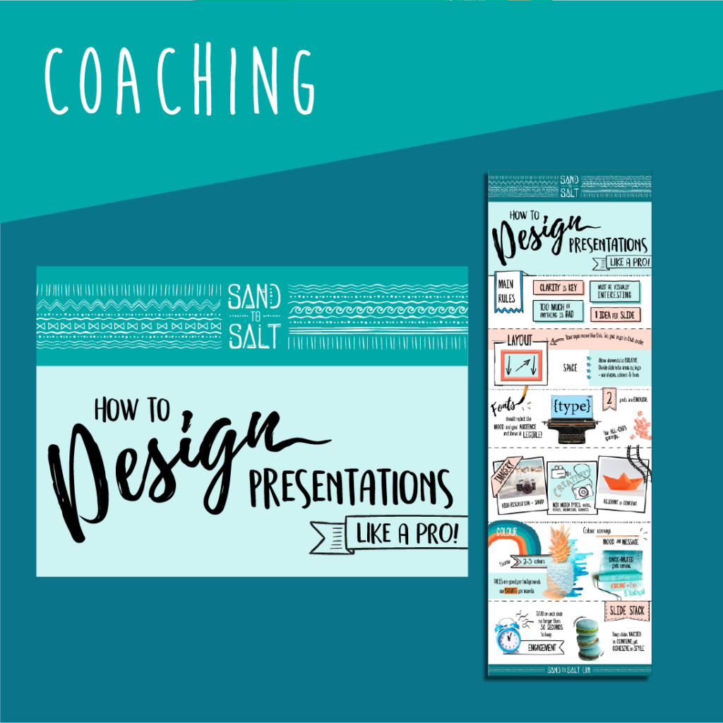 Infographic on the design basics to help improve the look of your PowerPoint or keynote presentation for coaches to download.