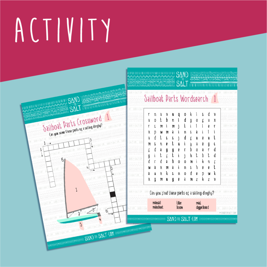 Learn parts of a sailing dinghy / sailboat with our crosswords and wordsearches