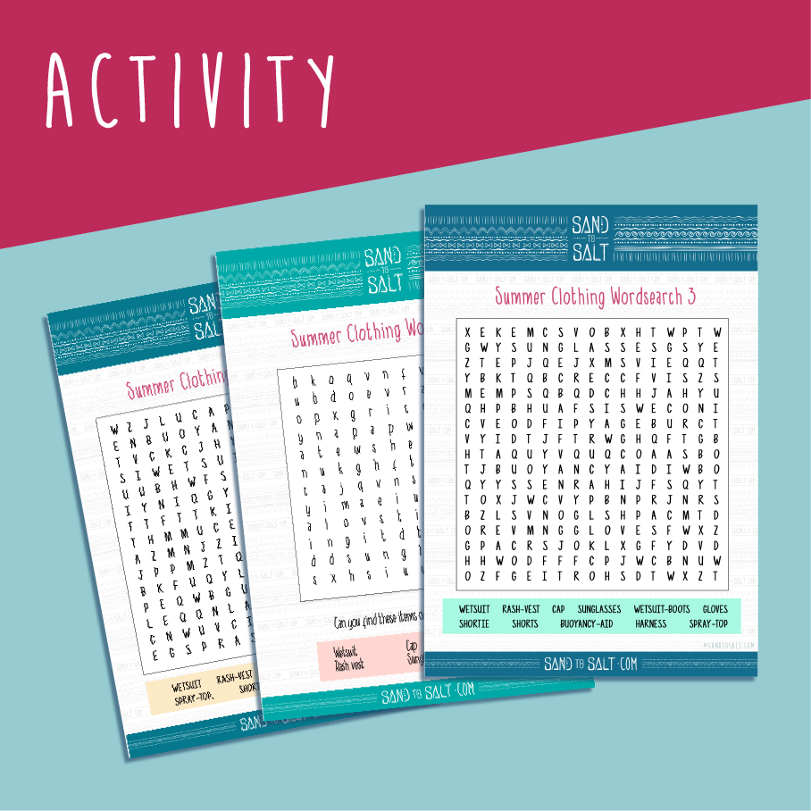 Keep students / children occupied with our Summer Clothing Games (Wordsearch set)! Contains 3 levels with answers from young child to adult.