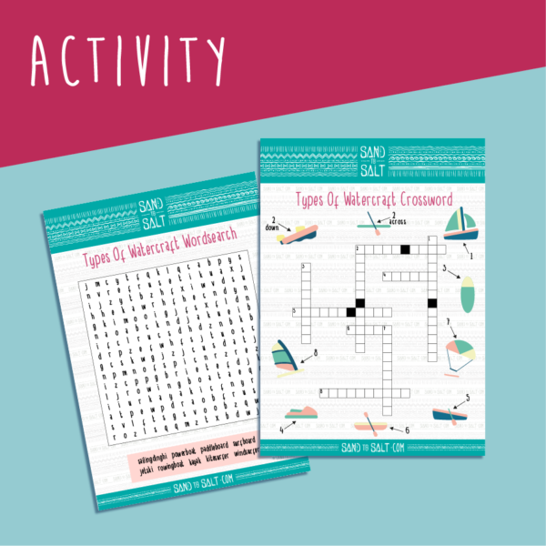 Looking for free childrens' boating activities? Our Types of Watercraft Puzzles show your child different ways to enjoy boating!