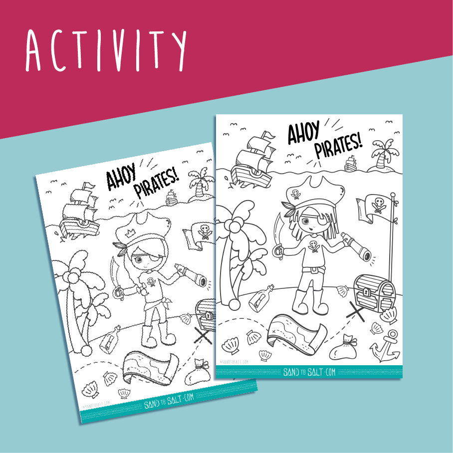Some more colouring pages for your mini pirates with two different characters to choose from. Our children's colouring pages are perfect for all you little shipmates!