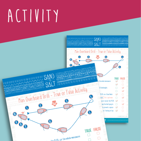 Activity sheets making Man Overboard drill practise fun! From Sandtosalt.com