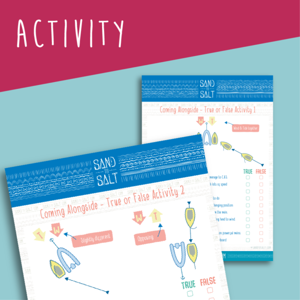 Learn how to come alongside a moored or anchored boat in a sailing boat for your RYALevel 2 dinghy sailing with these fun activity sheets from Sandtosalt.com